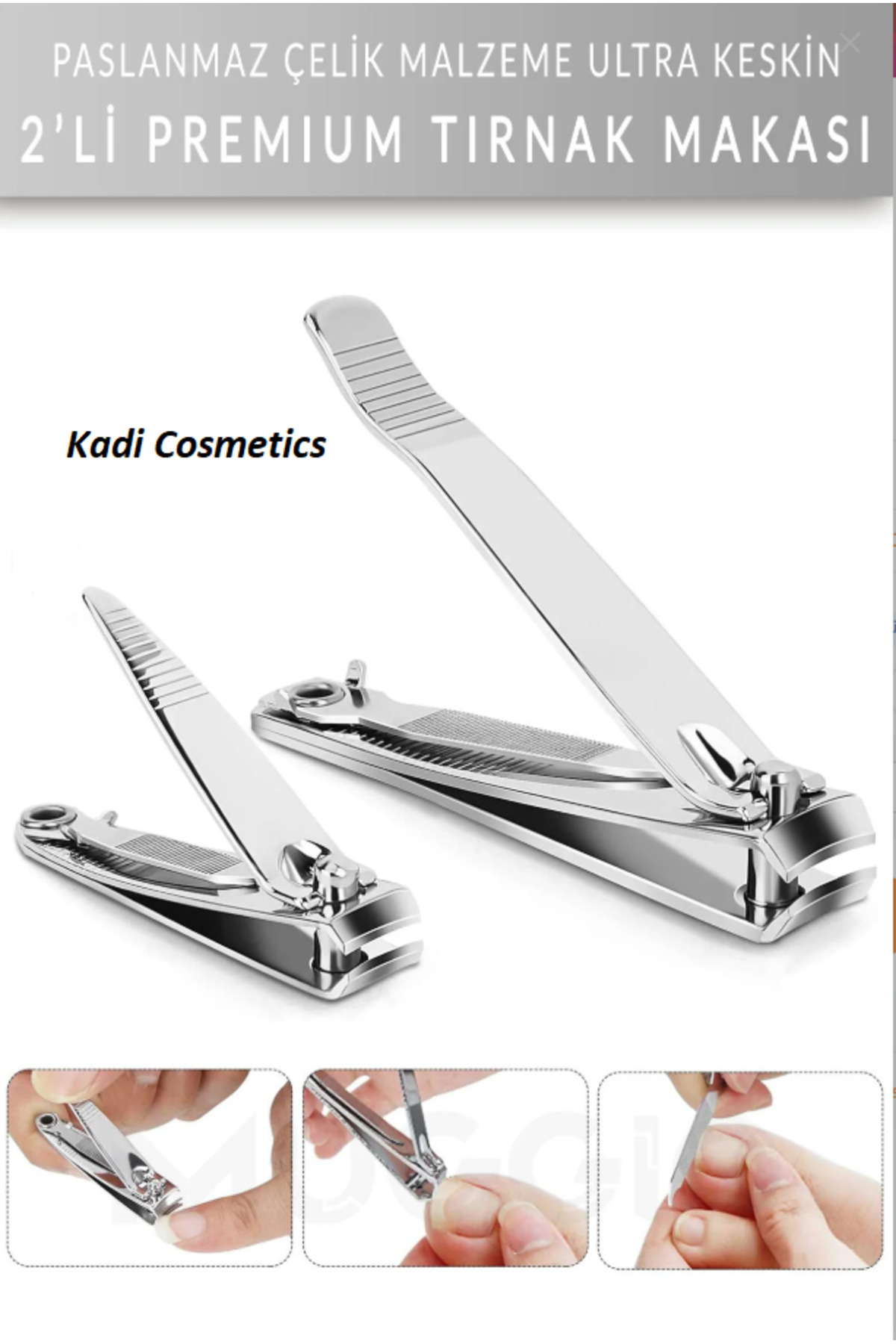 Kadi Cosmetics 2'li Tırnak Makası Profesyonel Paslanmaz Çelik