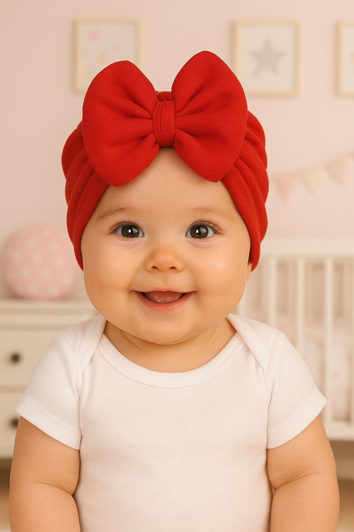 BYS BABY FASHION Yenidoğan Kız Bebek / Kız Çocuk Fiyonklu Çift Kat Bone 0-12 Ay Arası Kullanıma Uygundur fotoğrafı 7 (önizleme)