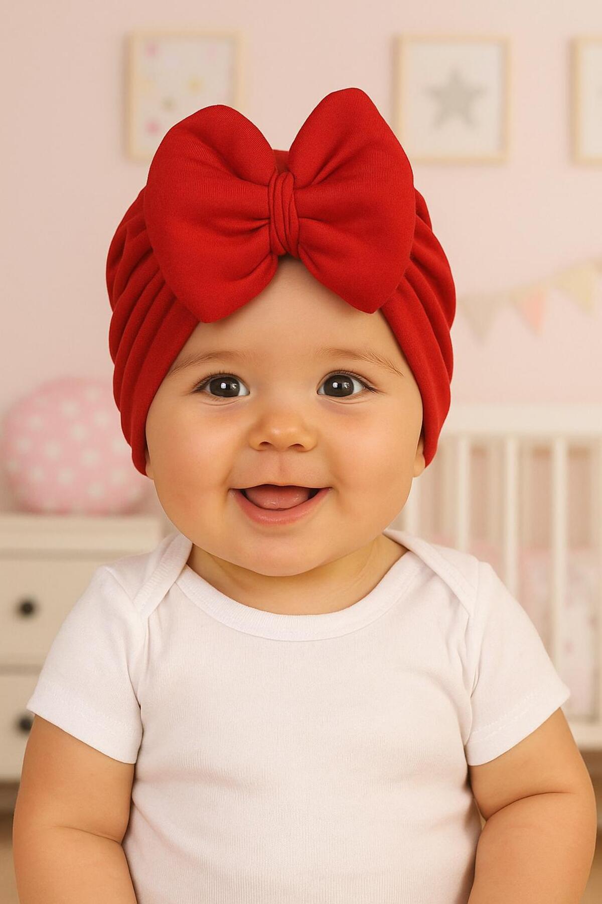 BYS BABY FASHION Yenidoğan Kız Bebek / Kız Çocuk Fiyonklu Çift Kat Bone 0-12 Ay Arası Kullanıma Uygundur fotoğrafı 6 (önizleme)