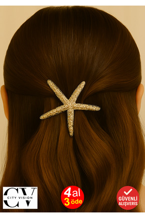 cityvision 2’li Gold Deniz Yıldızı Formlu 7 cm Metal Saç Toka Seti – Zarif ve...