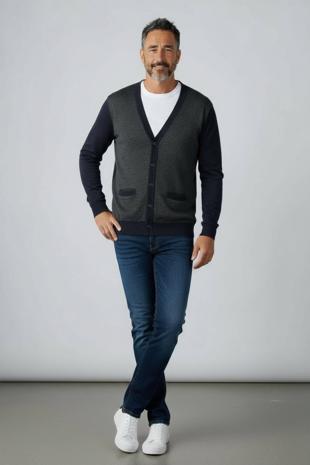 Butik Rahat Kalıp Kışlık Kaliteli Hakiki Yün Baba Hırkası görsel 3