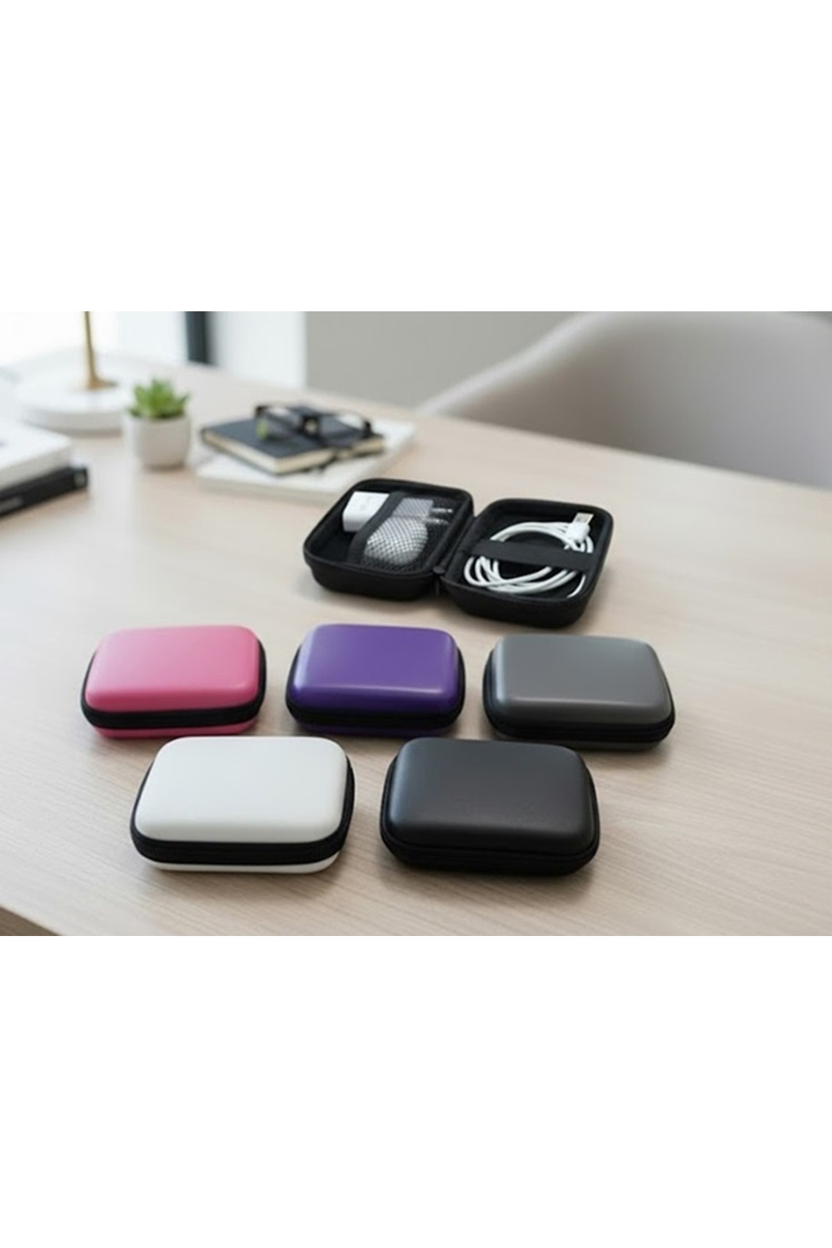 BestÇanta Organizer Mini Çanta, Şarj Aleti, Mini Kulaklık, Kablo, Bellek, SD Kart Taşıma Çantası (Renk Gri) görsel 3