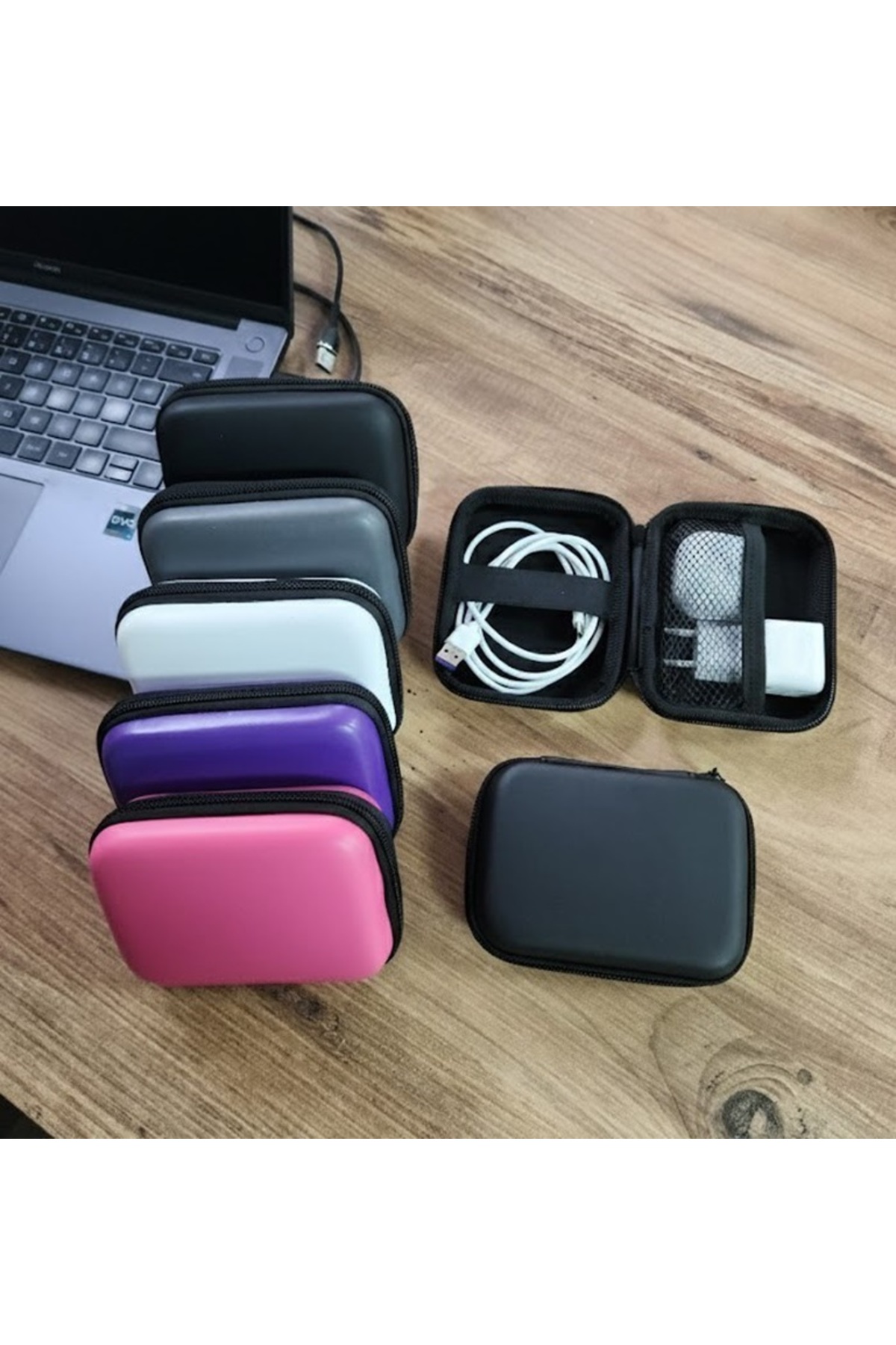 BestÇanta Organizer Mini Çanta, Şarj Aleti, Mini Kulaklık, Kablo, Bellek, SD Kart Taşıma Çantası Siyah