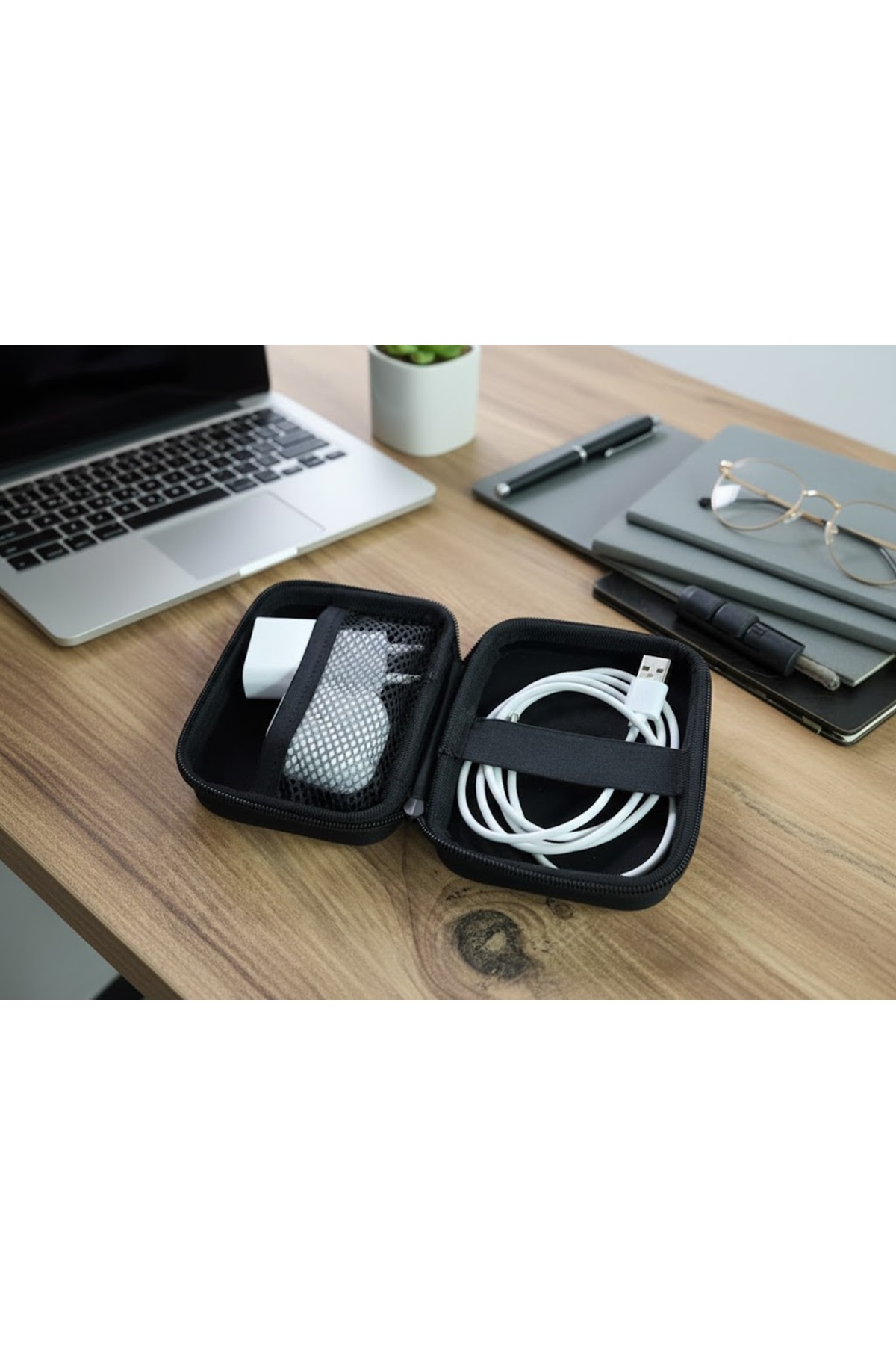 BestÇanta Organizer Mini Çanta, Şarj Aleti, Mini Kulaklık, Kablo, Bellek, SD Kart Taşıma Çantası (Renk Gri) görsel 2