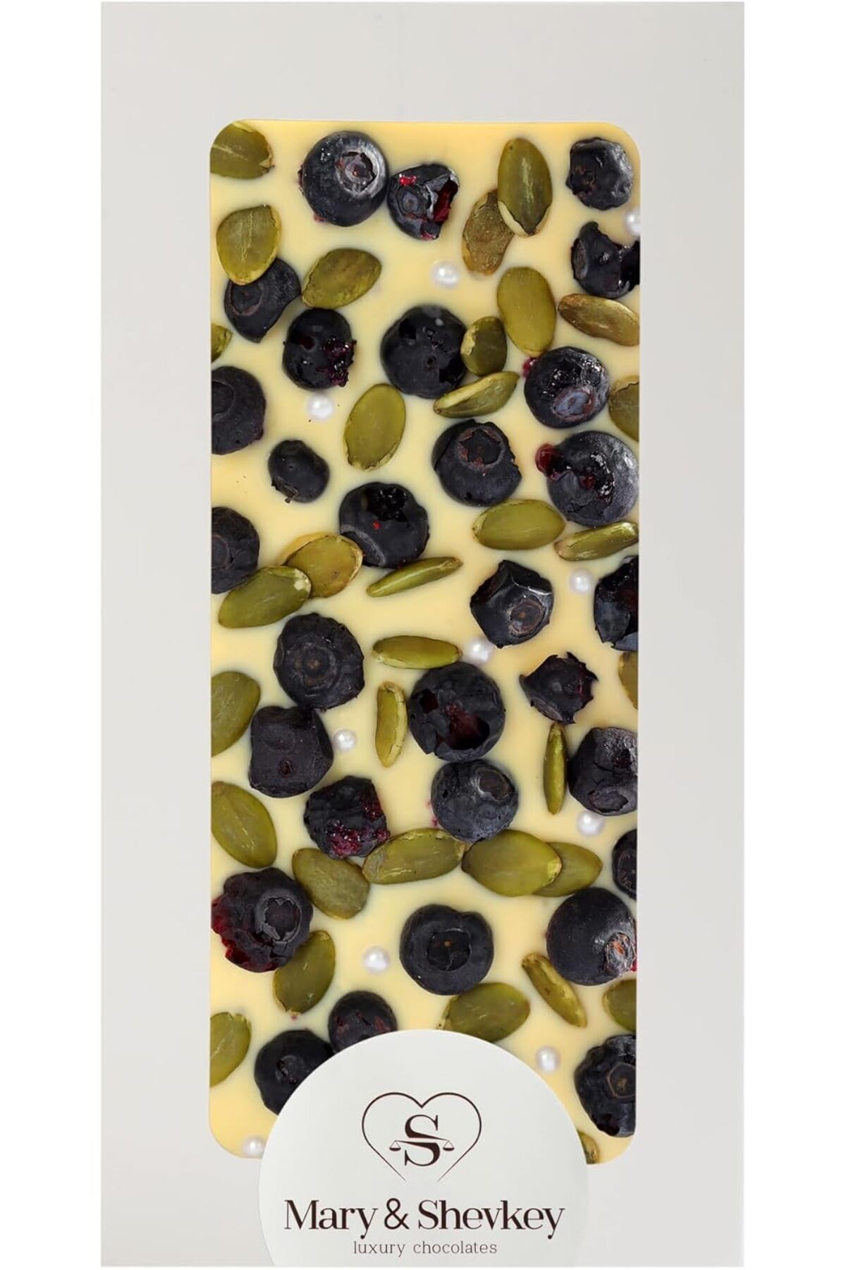 STOREMAX Kuvertür Çikolata Kabak Çekirdeği İnci (Şeker) ve Yaban Mersini İçeren Meyveli Lüks Kuvertür Çikolat