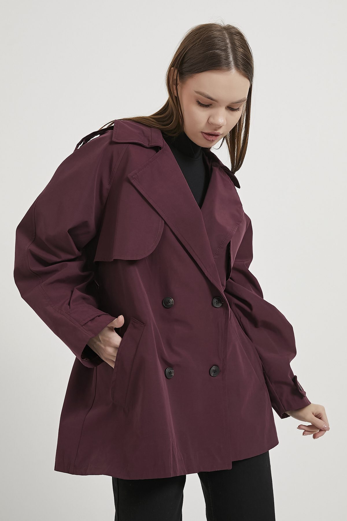 آرما لایف کت کوتاه زنانه ARMALIFE 7556 PREMIUM با جزئیات کمربند و سردوشی