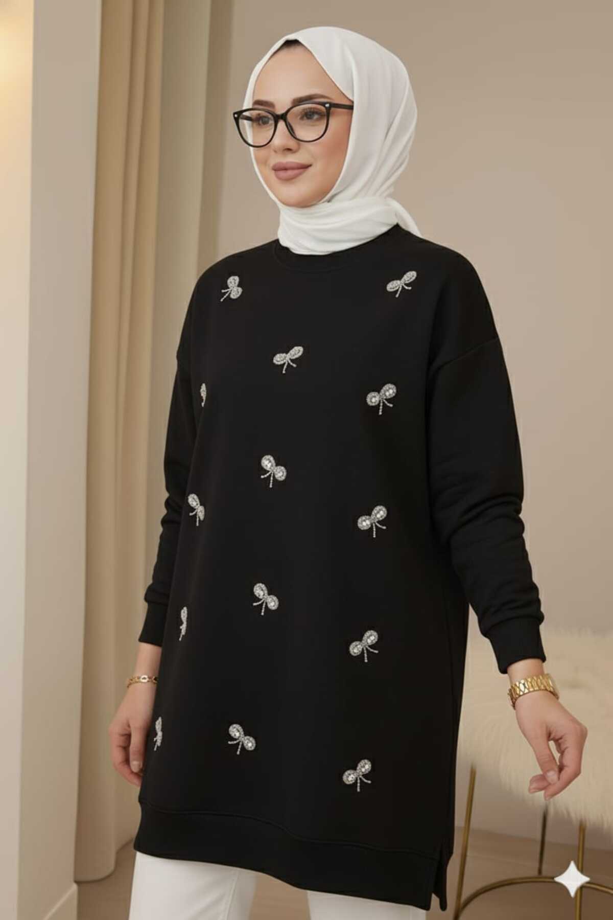 azram Fiyonk pul ve inci işlemeli tesettür tunik