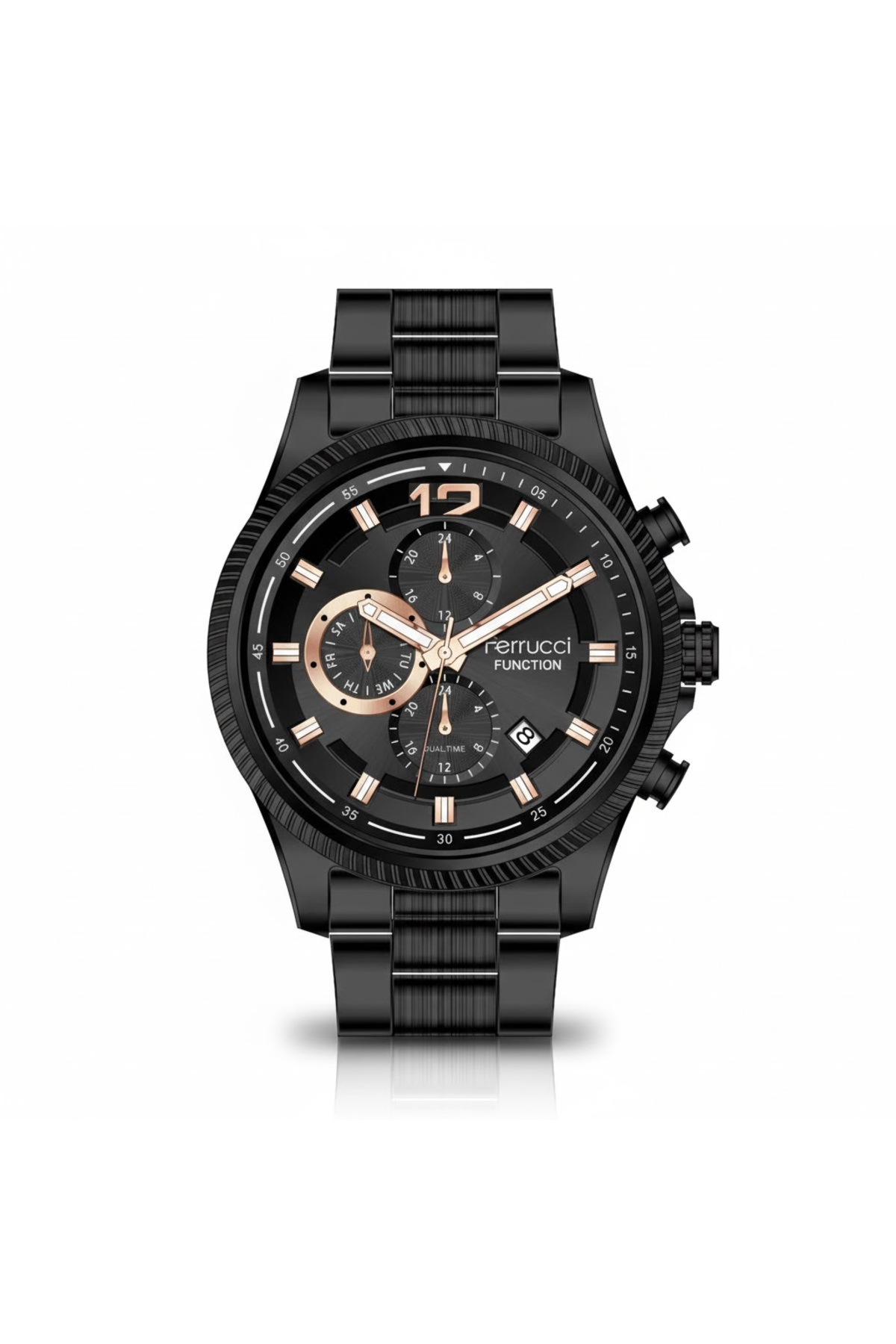 ساعت مچی مردانه مشکی، صفحه مشکی - بند فلزی شیک، ۲ سال گارانتی