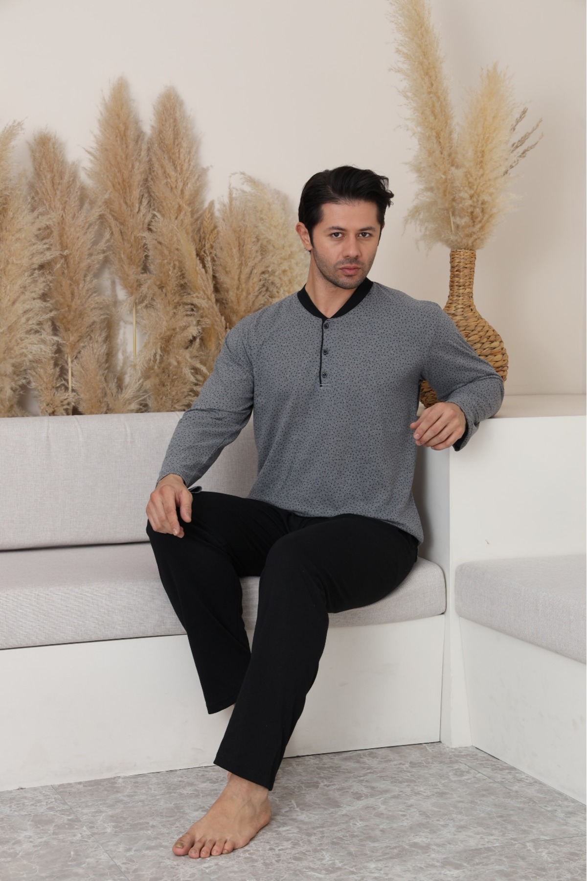 Buy Trendyol Piping Detailed Knitted Pajamas Set In Blue | 6thStreet Qatar