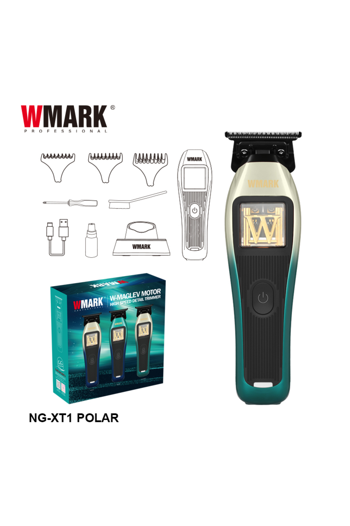 Wmark Vector Motor Detail Trimmer (USB şarjlı, 2 yedek kapaklı