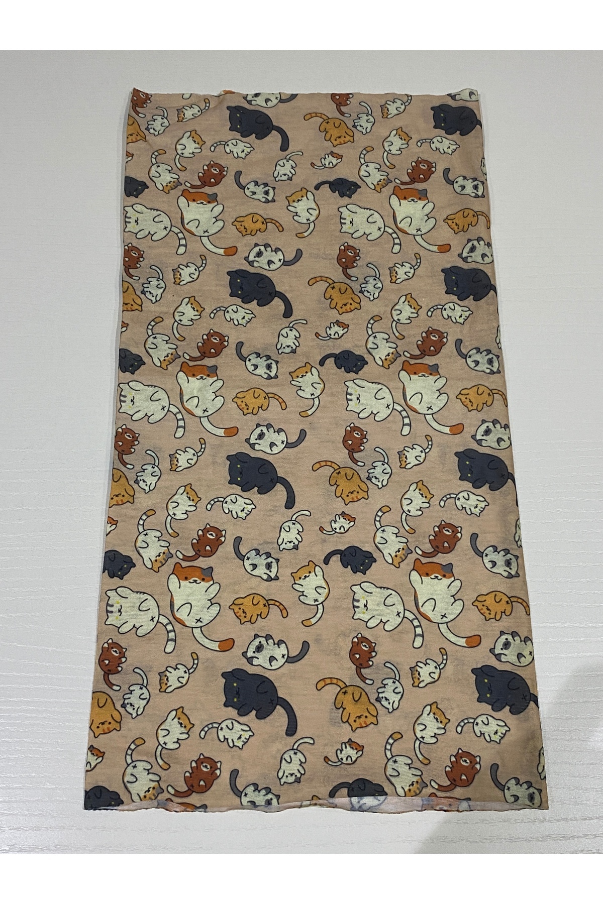 kurukafagift Boyunluk Bandana Buff Çok Renkli Krem Kediler Temalı