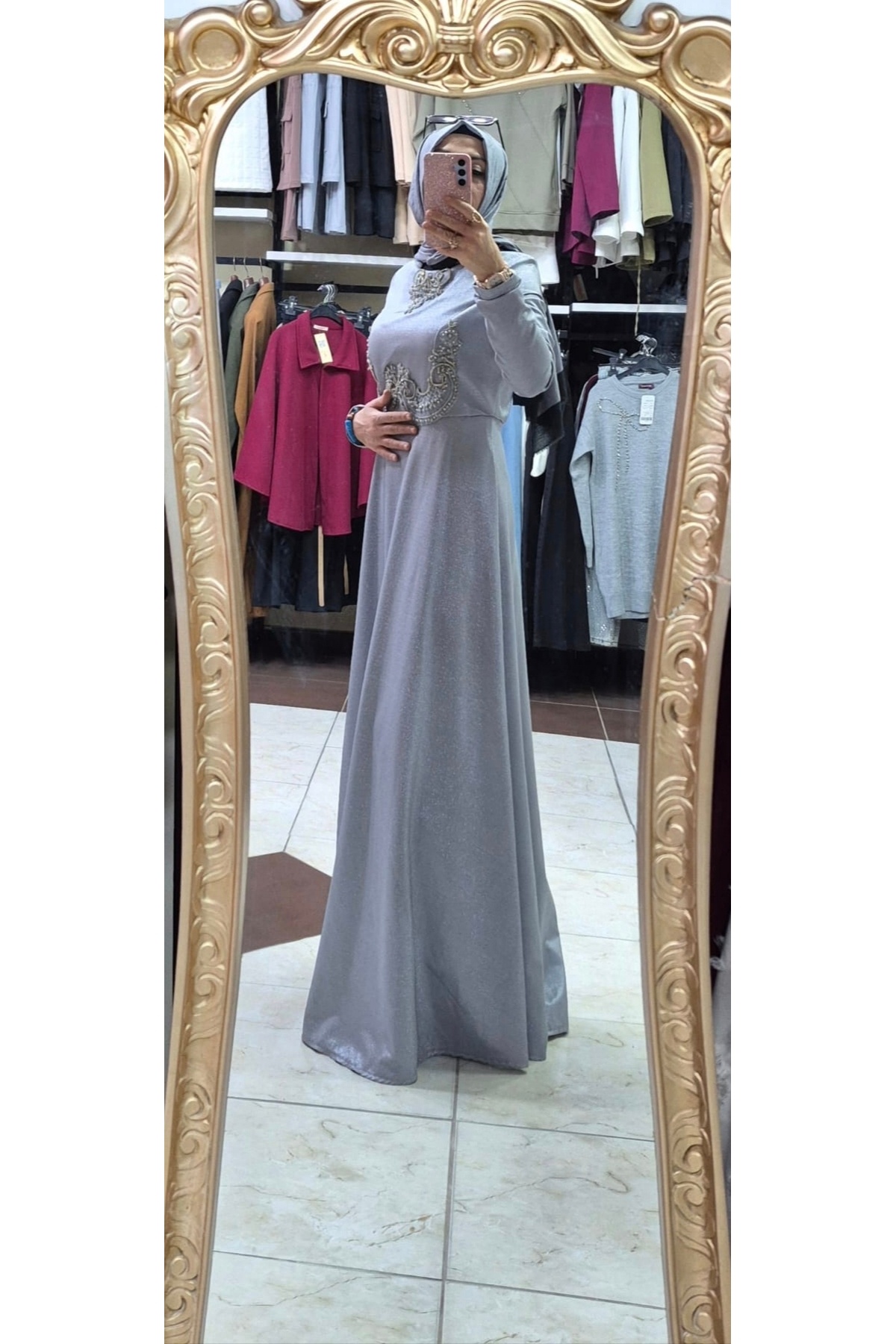 Mintaş Taşlı ve simli abiye elbise