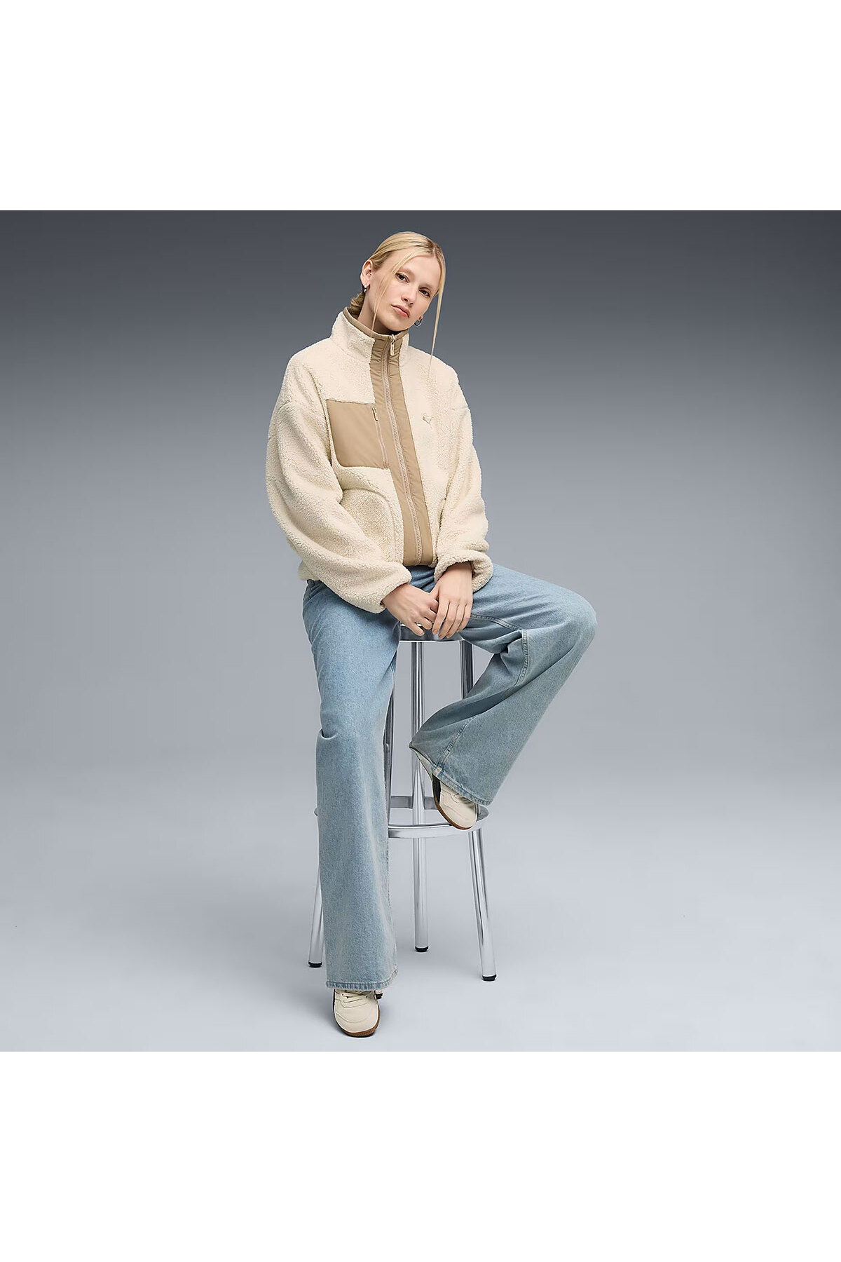 Puma Reversible Sherpa Kadın Bej Günlük Stil Ceket 68838687 görsel 3