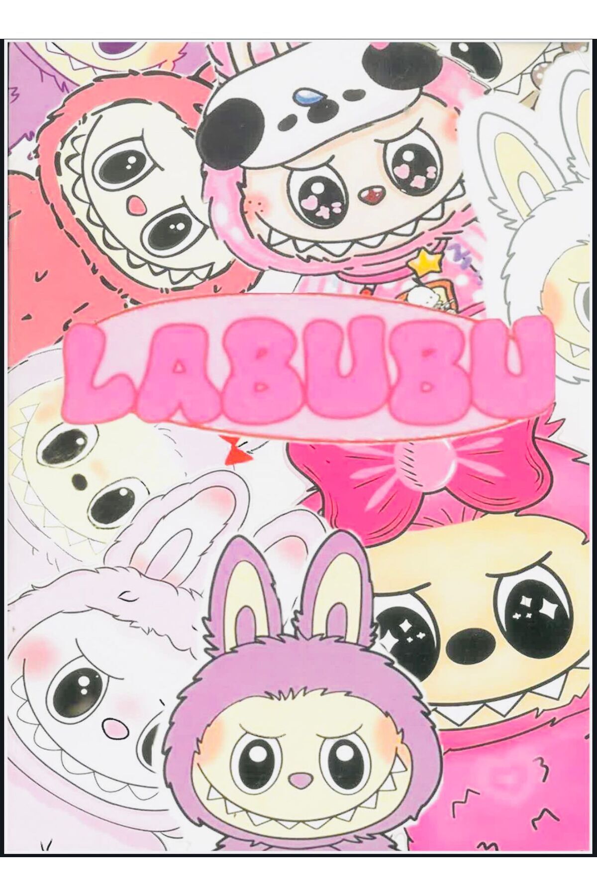 Deniz Oyuncak LABUBU BOYAMA KİTABI STICKER HEDİYELİ ARKA KAPAK KESİLEREK MASKE YAPILABİLİR 16 RESİMLİ SAYFA