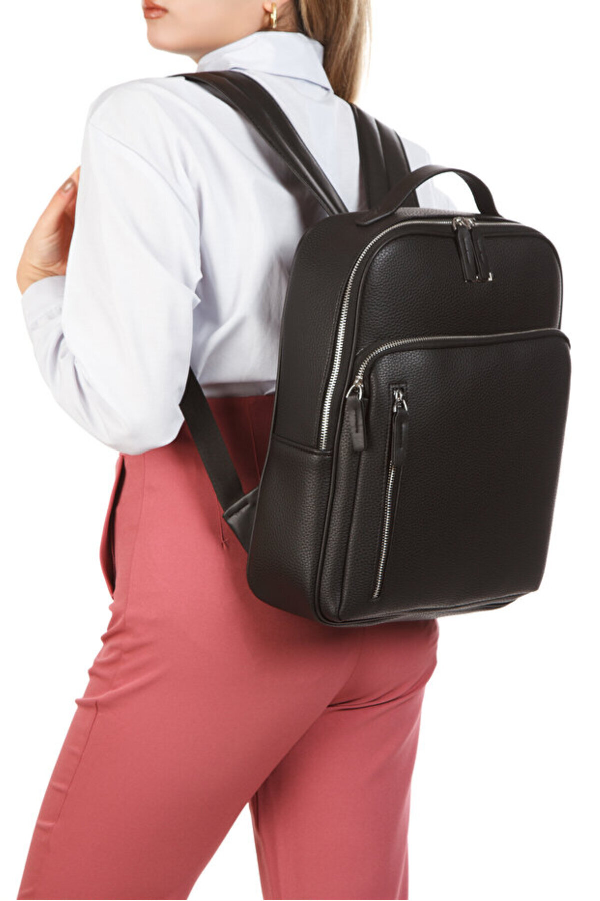 Fossil  Unisex Siyah Laptop Bölmeli Laptop&Evrak Deri Sırt Çantası - Görsel 5