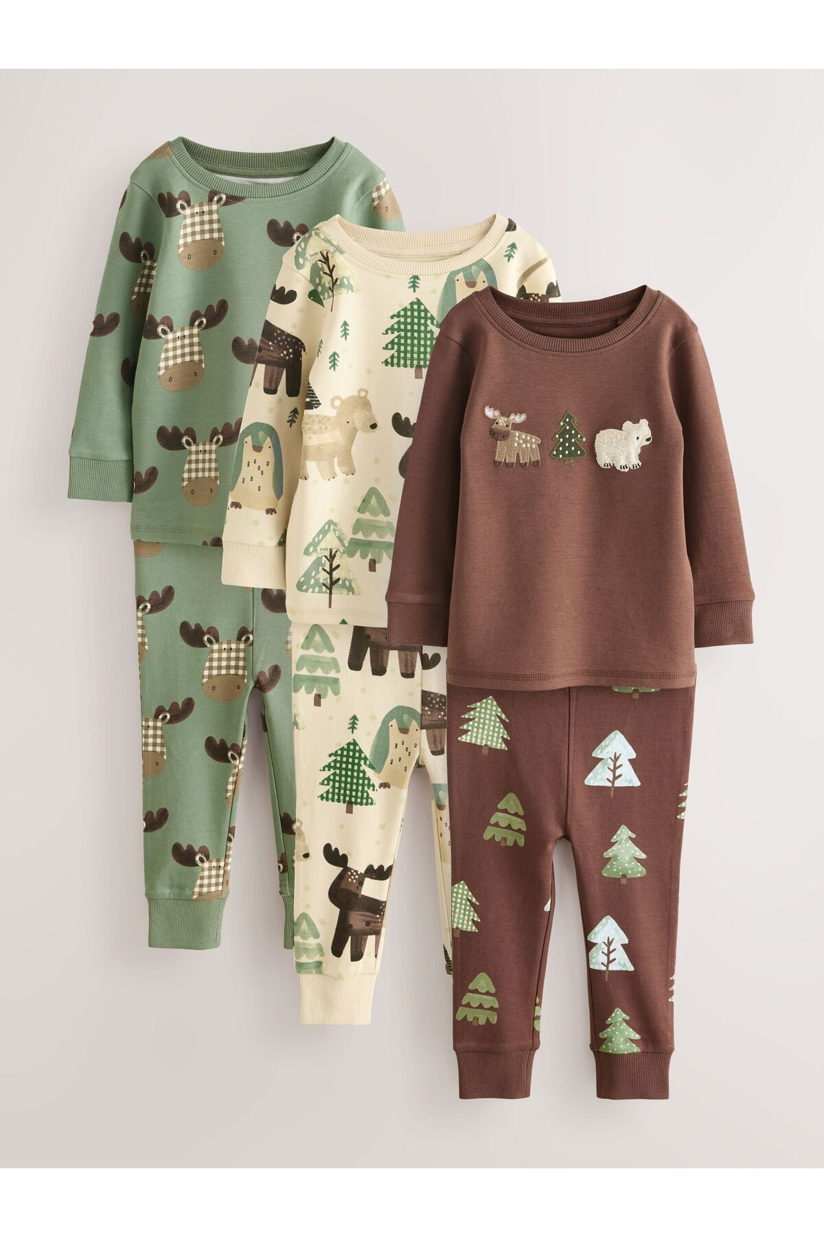 Next - Cyan/Ecru Animal - Snuggle Pajamas 3 Pack (9 Months-8 Years)