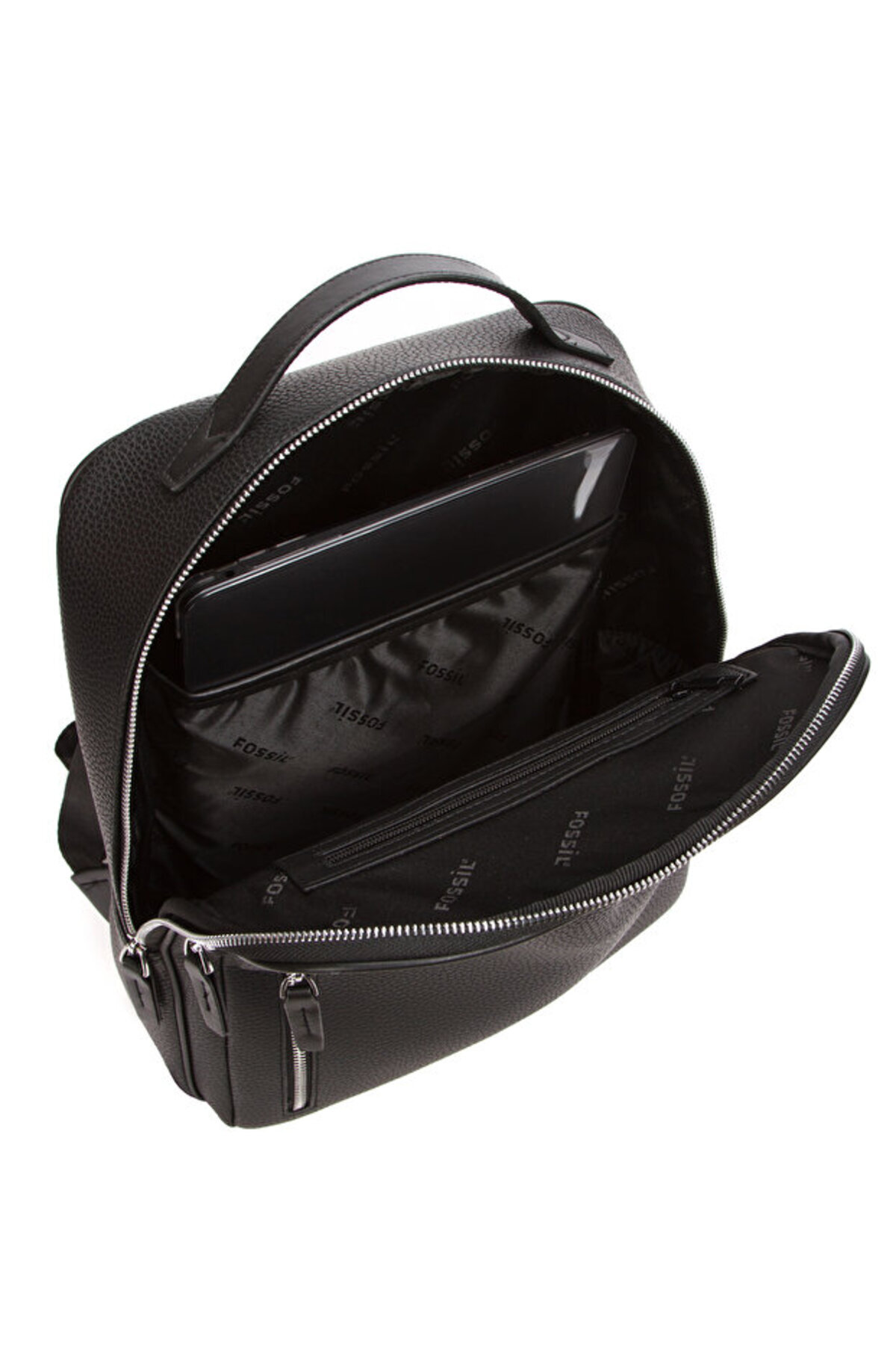 Fossil  Unisex Siyah Laptop Bölmeli Laptop&Evrak Deri Sırt Çantası - Görsel 6