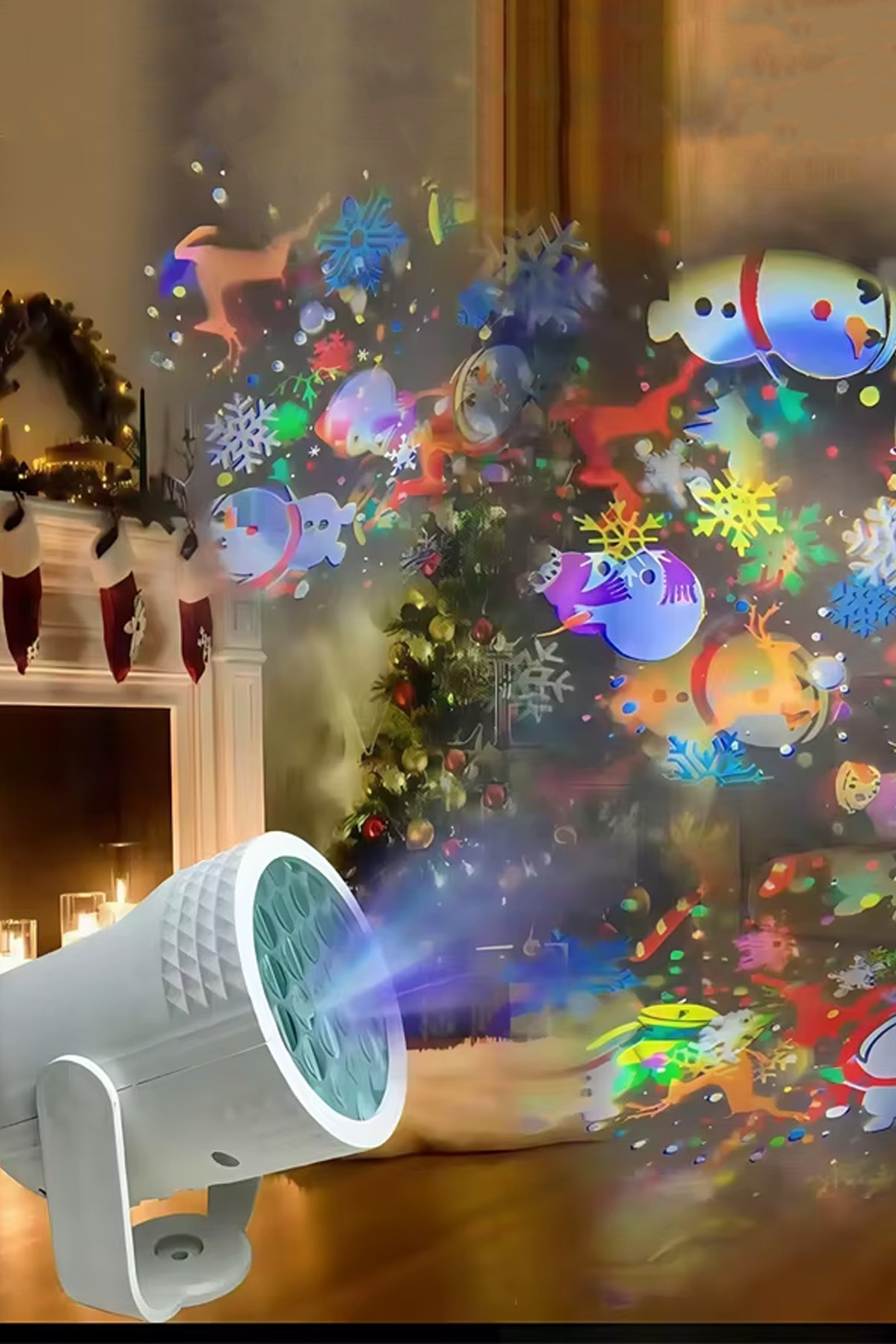 EXENAR Çocuklar İçin Yılbaşı Figürlü Projeksiyon Gece Lambası LED Noel Projektör fotoğrafı 3 (önizleme)