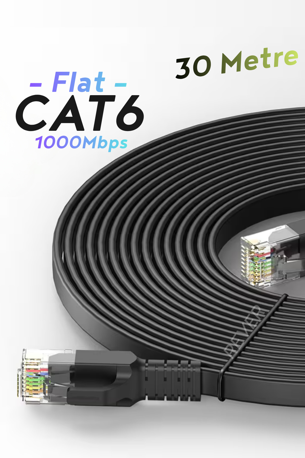 CAT6 Ethernet Cable 30 Meters Flat Design 1000Mbps Fabricated Modem to PC LAN CABLE