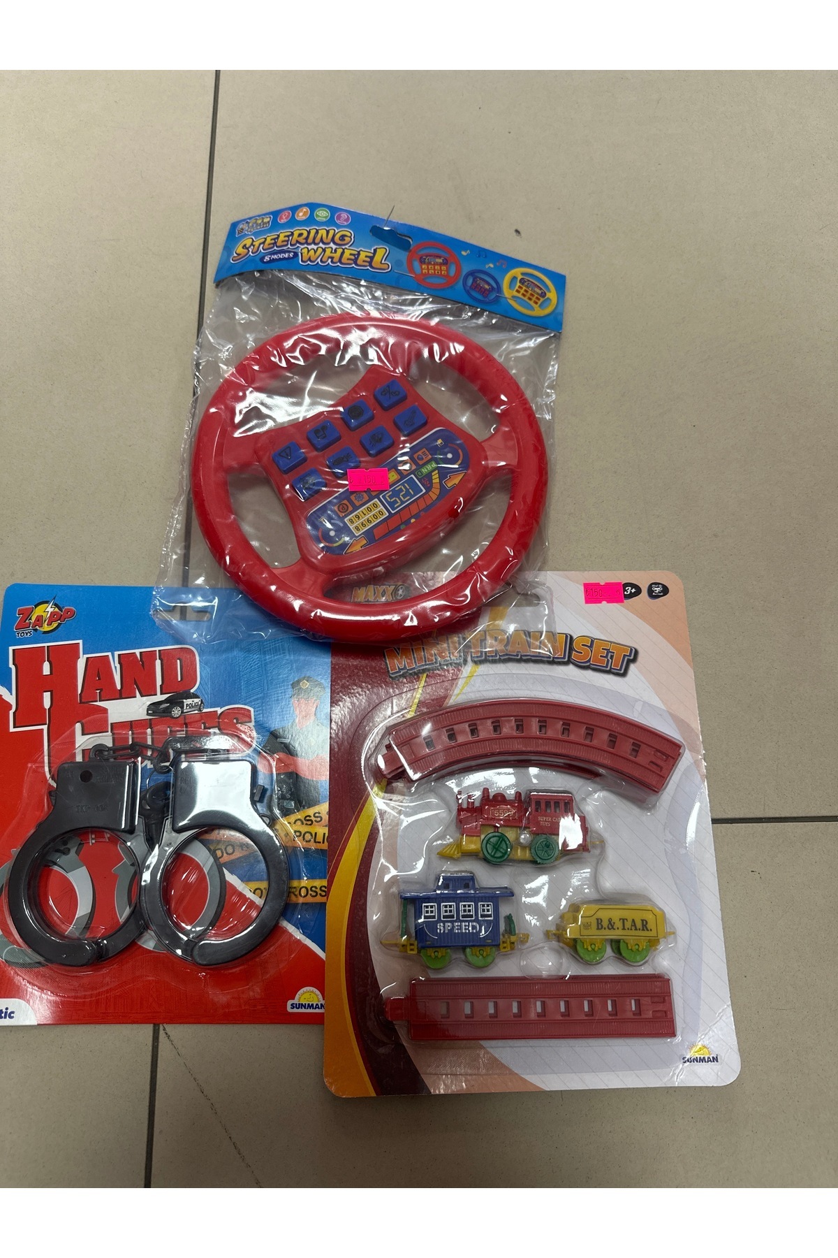 u-toys Sesli direksiyon tren seti ve kelepçe oyun seti 3 lü