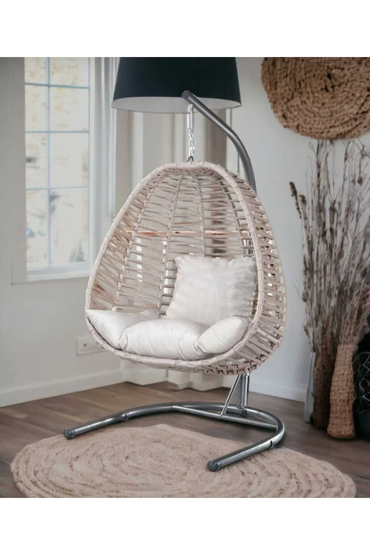 Furnivex Makrome El Örgülü Hamak Salıncak Tek Kişilik Fındık Salıncak Antrasit