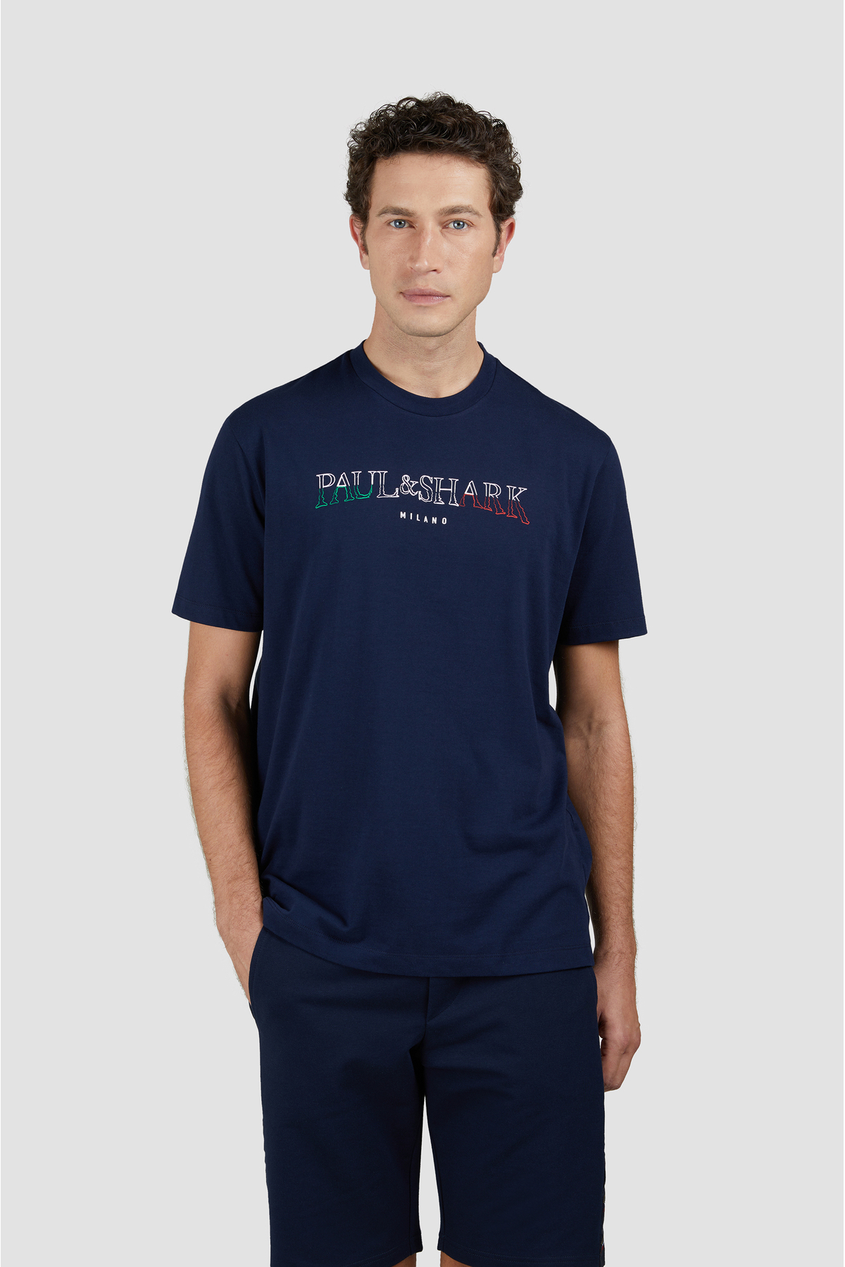 پال اند شارک تی‌شرت مردانه آستین کوتاه سرمه‌ای ۱۰۰٪ نخی یقه گرد معمولی کد ۲۵۴۱۱۰۵۱-۰۱۳