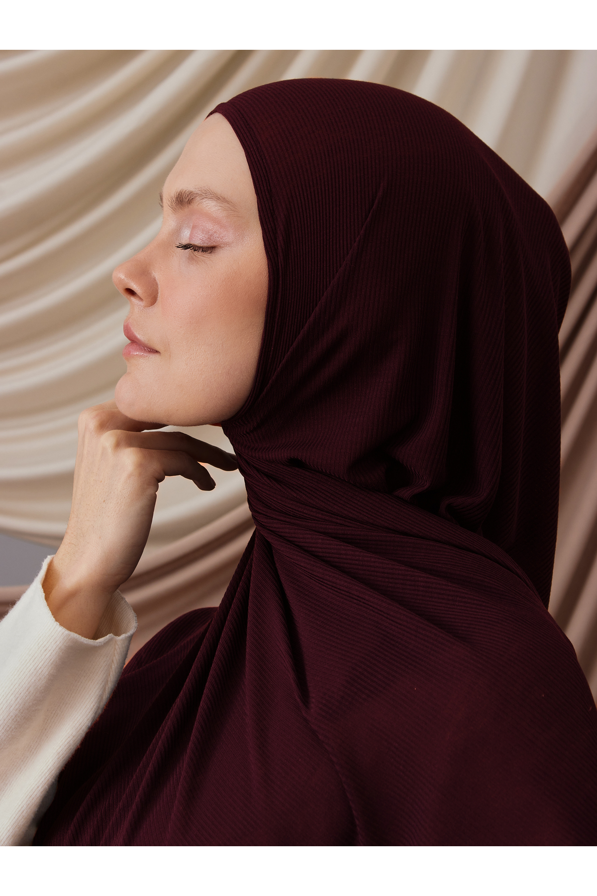 Femple Modest Small Ribbed Jersey Hijab | For Muslim Women Bamboo