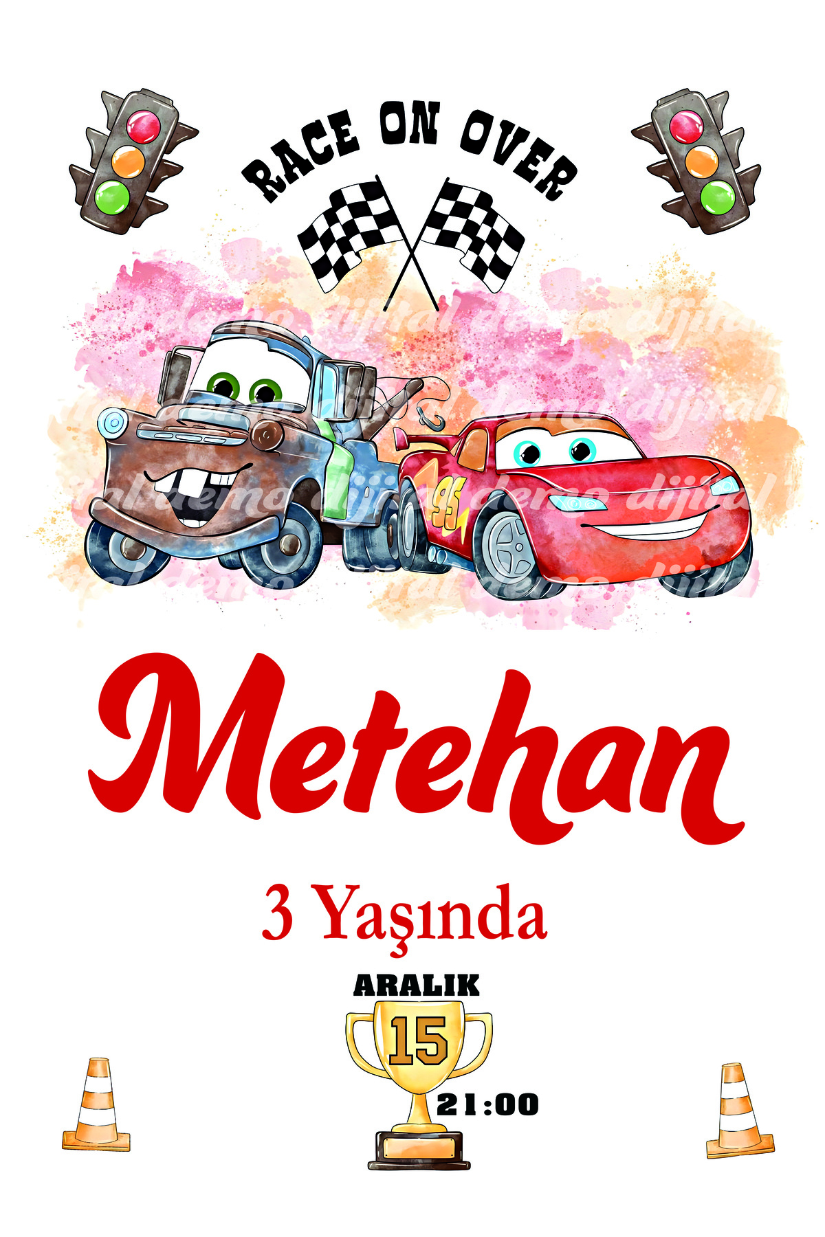 Demo Etiket Demo Dijital - Doğum Günü Happy Birthday Duvar Afişi Branda 70x100 cm