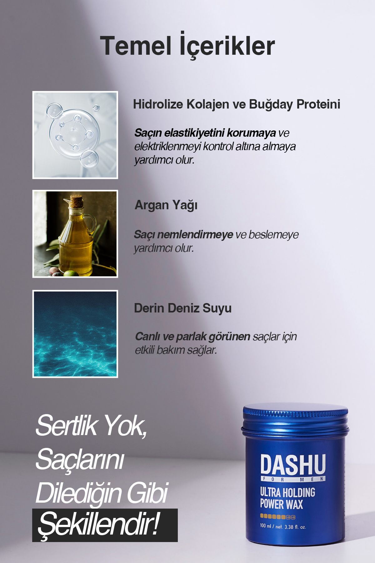 Ultra Güçlü, Kalıntı ve Beyazlık Bırakmayan, Besleyici For Men Premium Ultra Holding Power Wax — 8703 — تصویر 6 از 9
