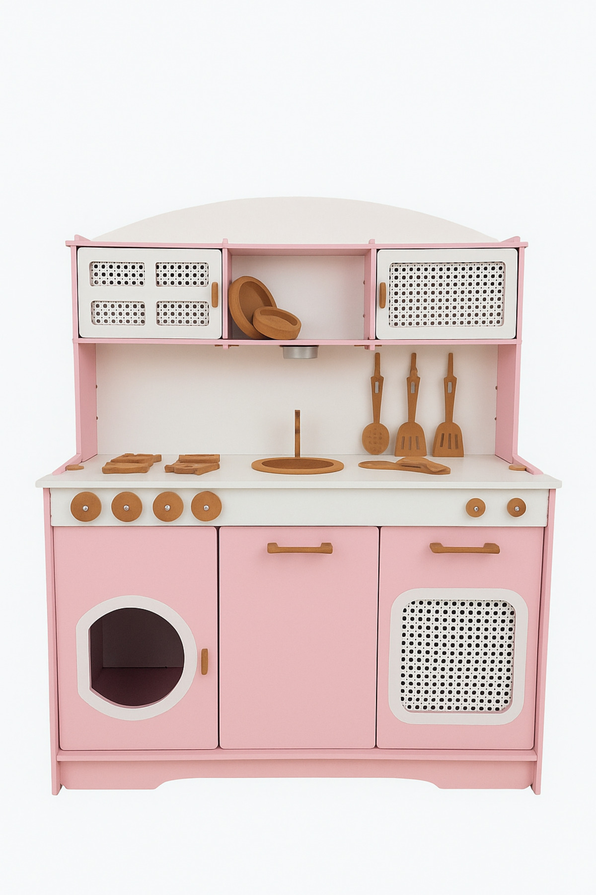 HOBBY HOUSE Bebek Pembe Ahşap Premium Çocuk Mutfak Seti Hazeranlı