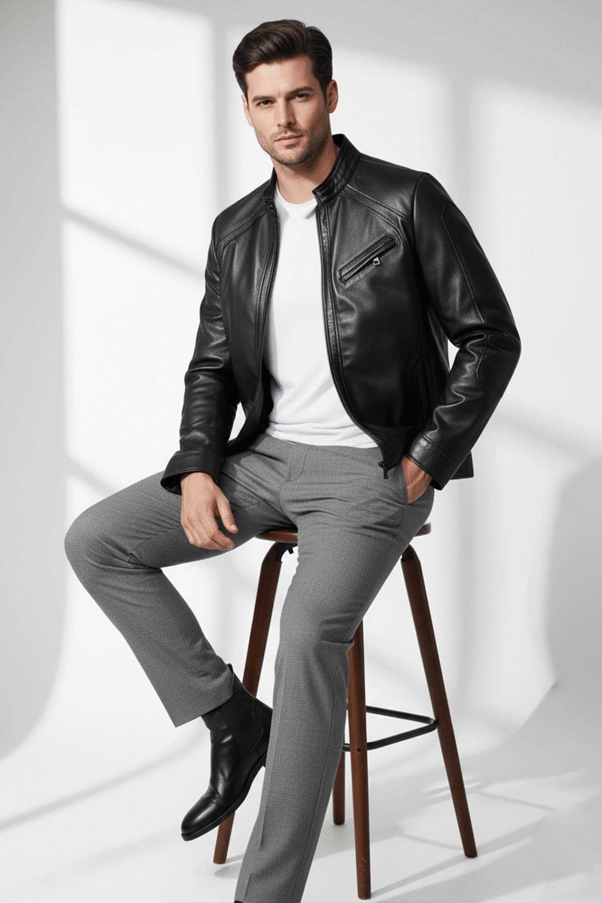 Deriderim  Arlon Siyah Hakiki Deri Erkek Mont - Görsel 3