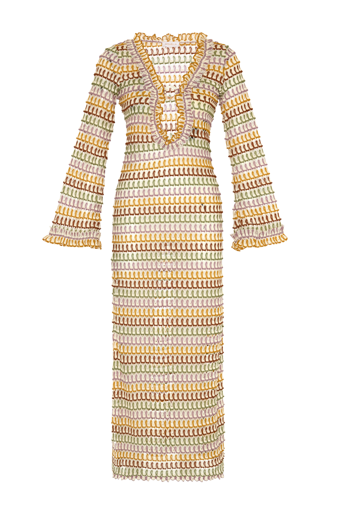 Aquella  Fırfırlı Triko uzun Elbise