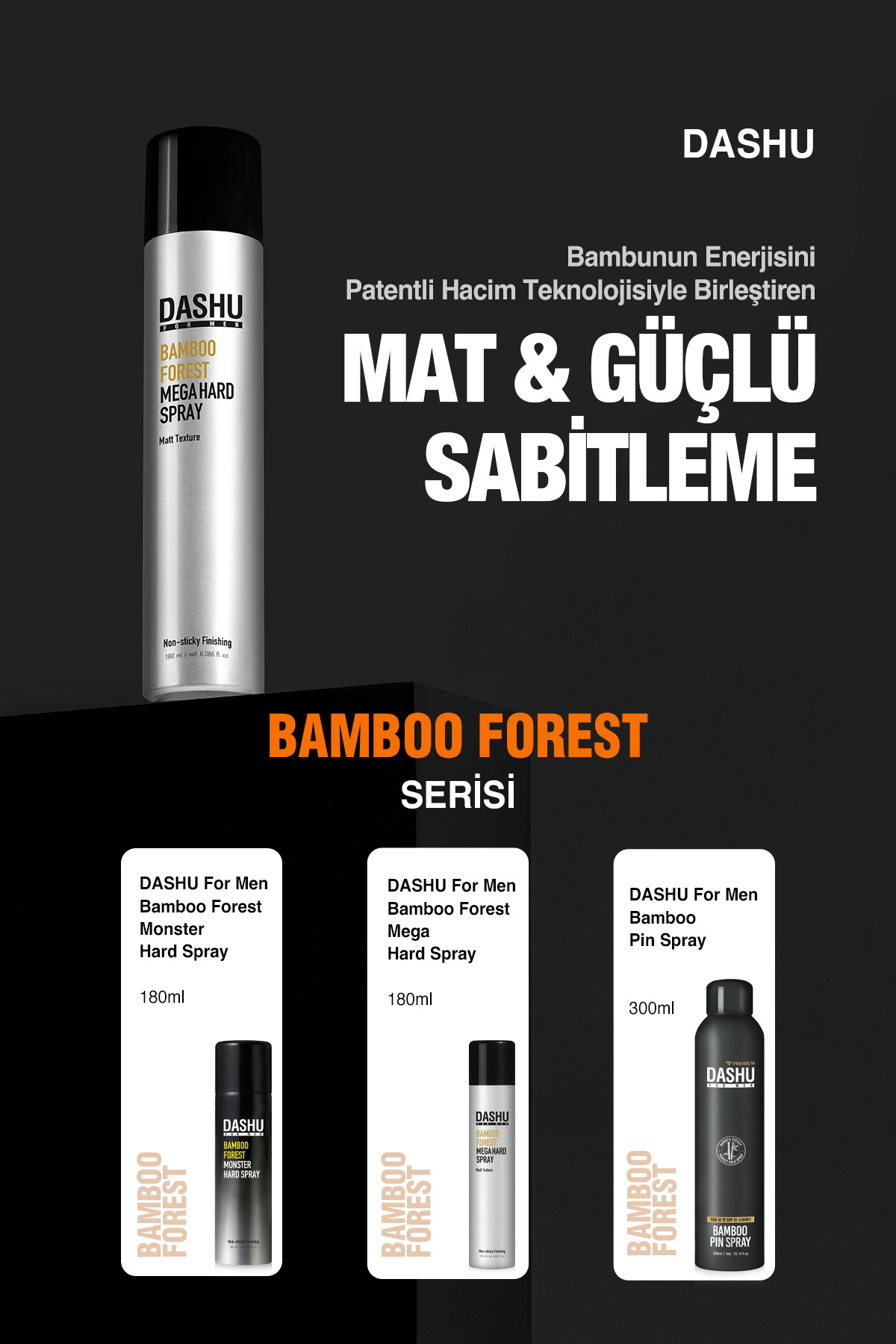 Mat Bitişli Hacim Sunan Ultra Güçlü Saç Sabitleyici Sprey ForMen Bamboo Forest Mega Hard Spray — 8735 — تصویر 9 از 9
