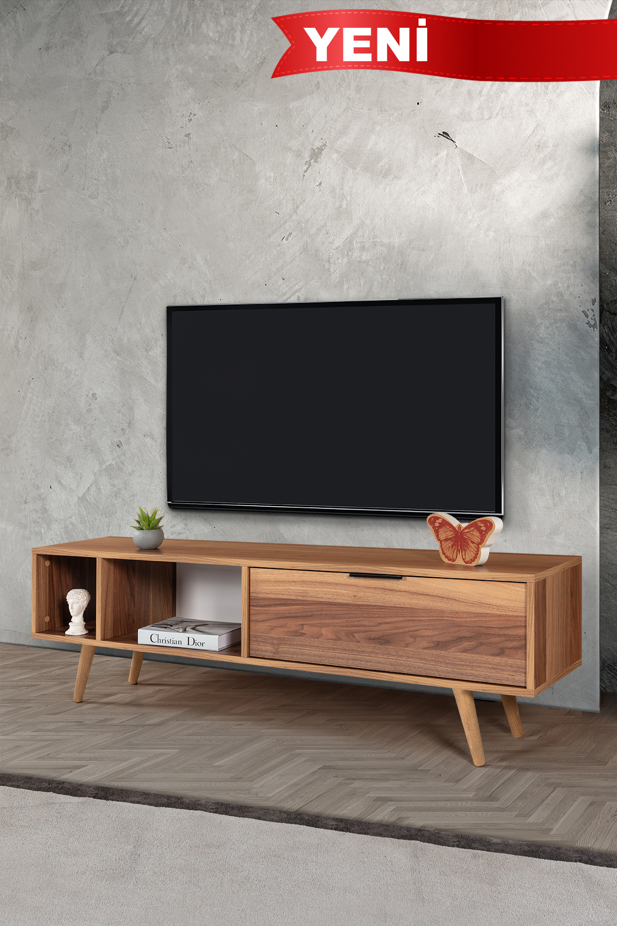 3643 Venus 160 Cm (with WOODEN LEGS and METAL HANDLES ) TV Unit , Willow , TV Stand , Living Room