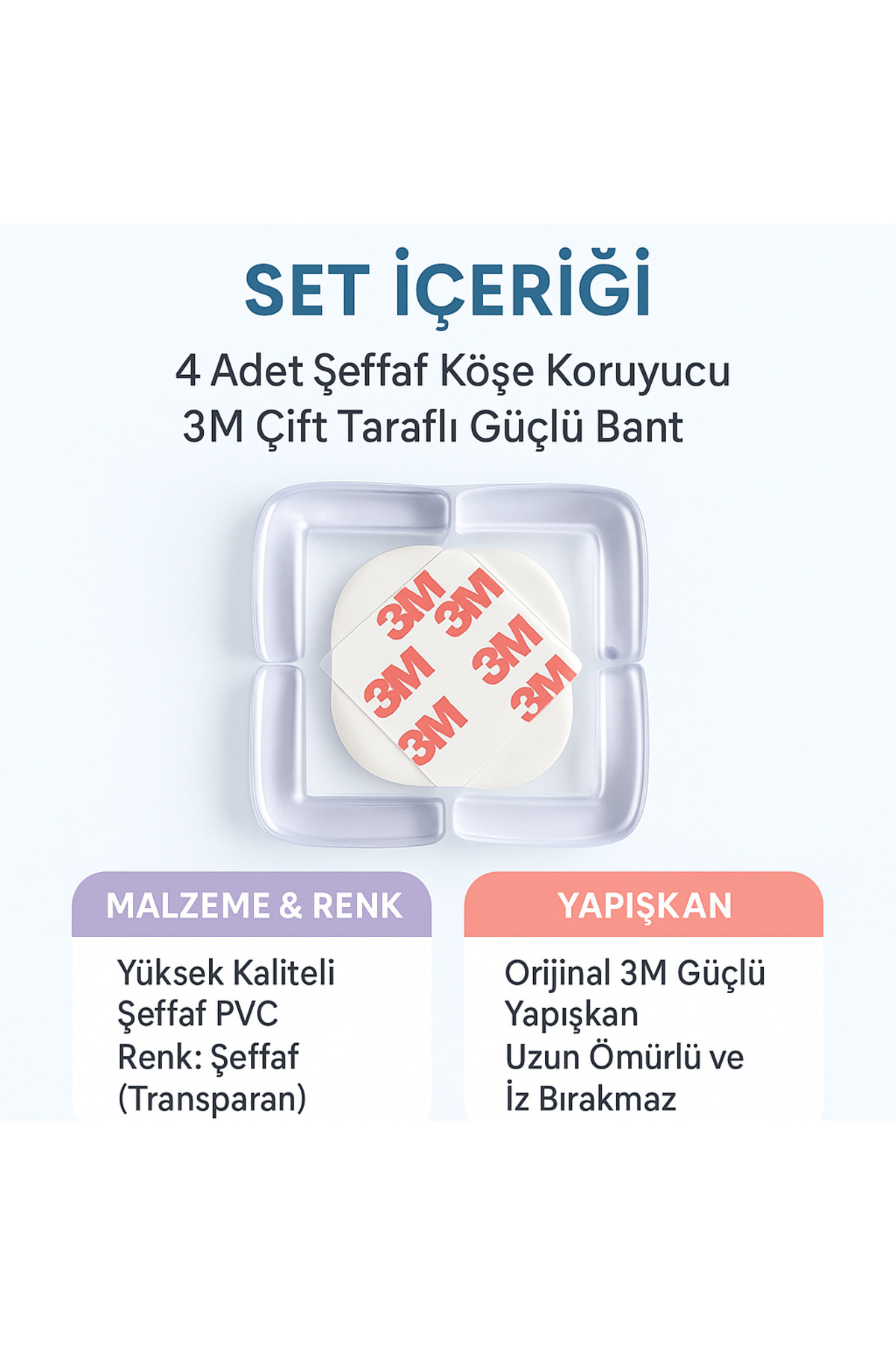 DİYA3 8 li Yapışkanlı Şeffaf Çocuk Kenar Köşe Koruma Kenar ve Köşe Güvenliği fotoğrafı 6 (önizleme)