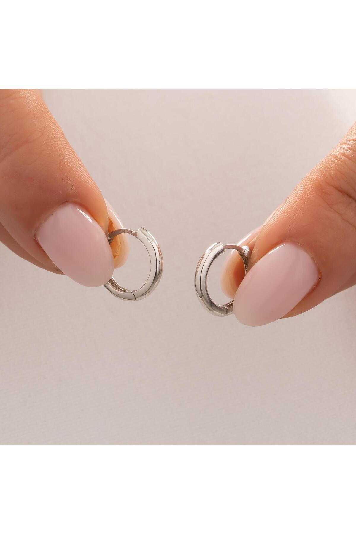 hakan mücevherat Halka Küpe 14 Ayar Beyaz Altın