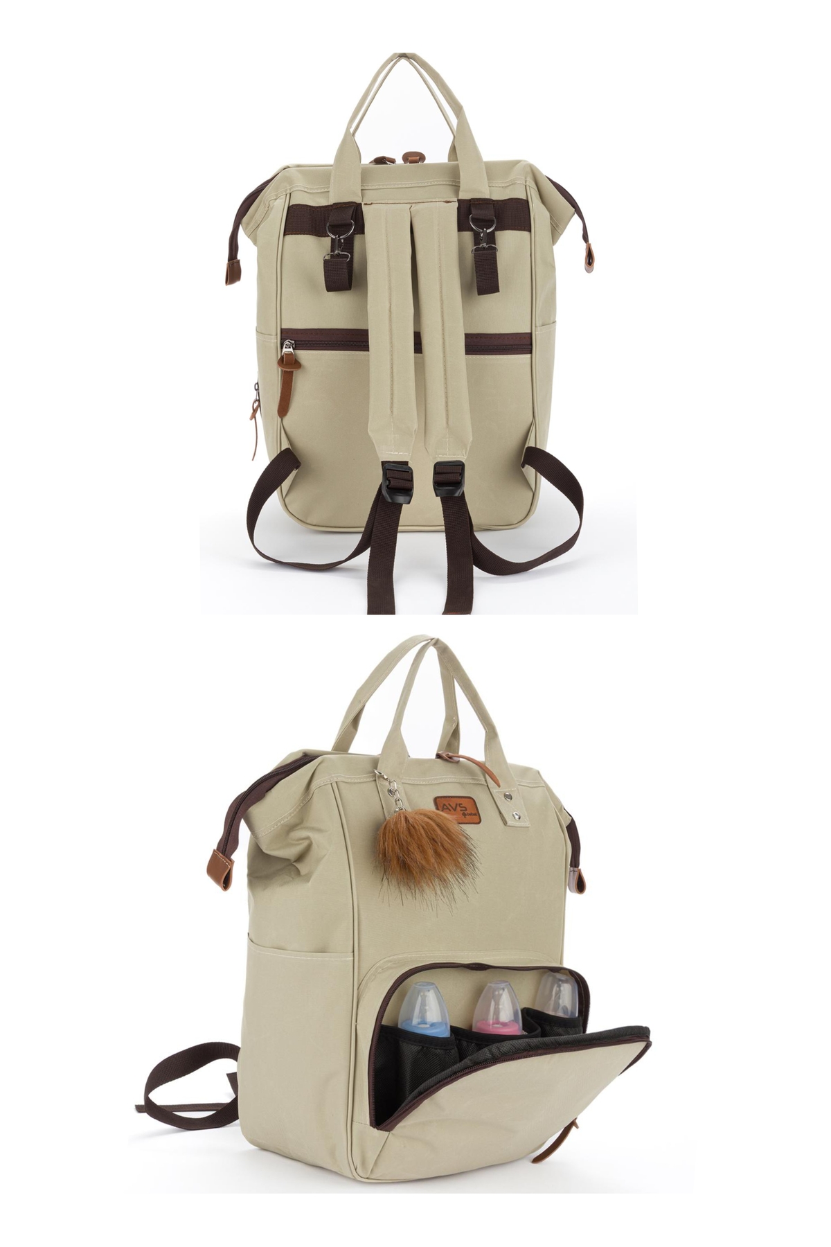 Avşar Baby 2 Li Set Lüks Bej Anne Bebek Bakım Çantası ve Anne Bebek Omuz El Çantası fotoğrafı 3 (önizleme)