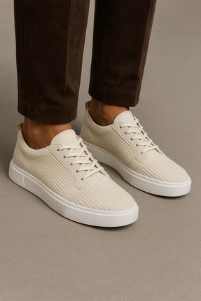 OUTLET41 HAFİF GÜNLÜK BEYAZ ERKEK YUMUŞAK KUMAŞ PENYE SNEAKER AYAKKABI