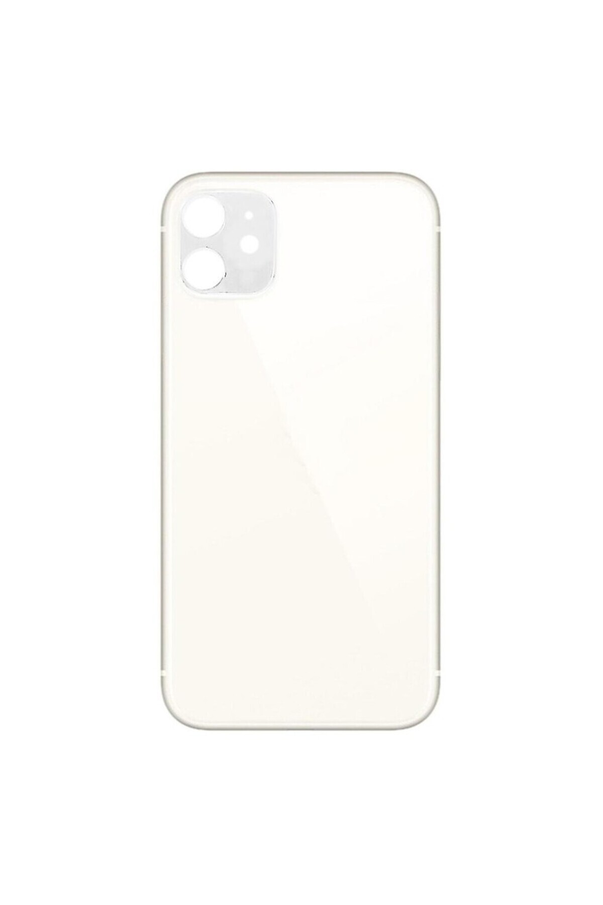 Boyra Teknoloji Apple iPhone 11 Uyumlu Logolu, Cam Arka Pil Kapağı Lazer Kesim - LENS HARİÇ Beyaz