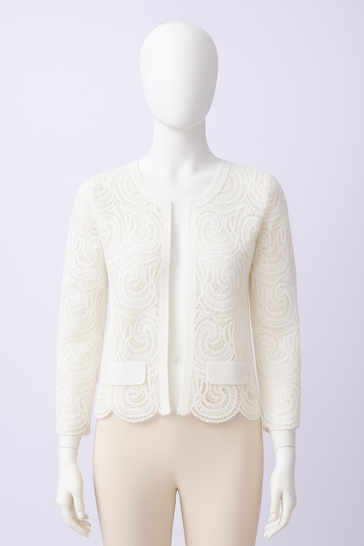 By Mare Style  MARLEN Özel Nakışlı Ekru Dantel Ceket - Görsel 4