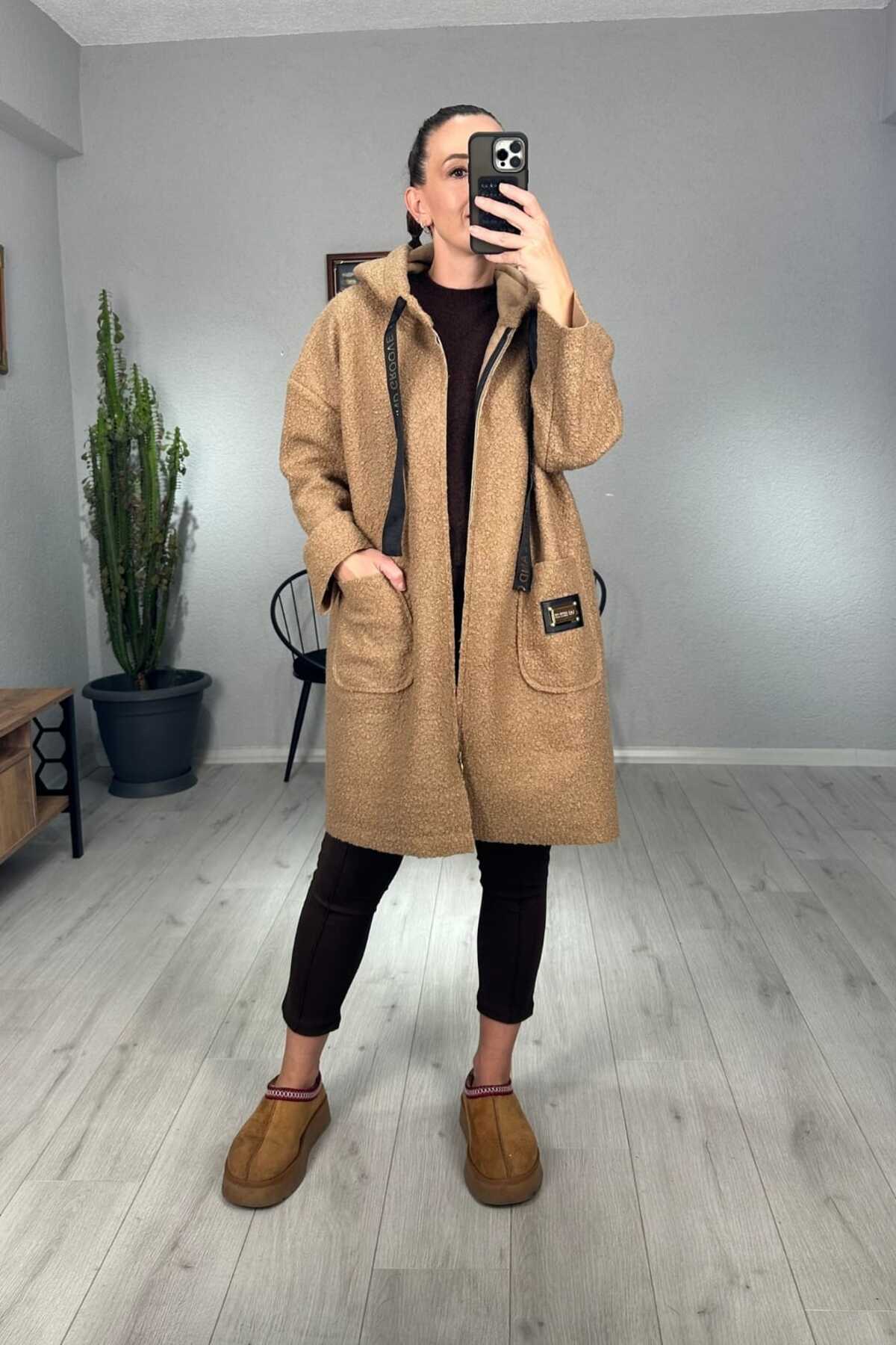 lady special  ZRA Buklet Uzun Fermuarlı Kaban - Görsel 6