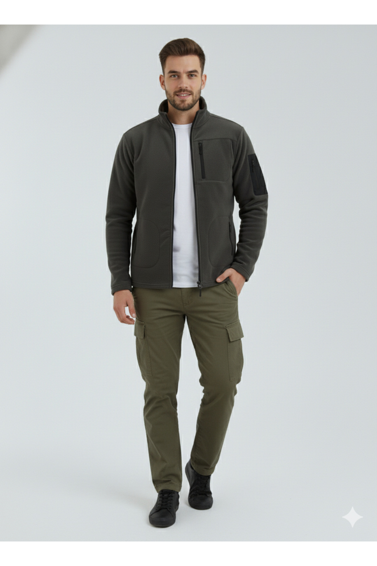 OXVİN  Anti Peeling Softshell Basic Polar Ceket Fleto 4 Cepli Tam Fermuarlı (Tüylenme Yapmaz) - Görsel 5