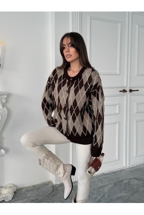 mydukkan.co Bisiklet Yaka Baklava Desenli Hırka