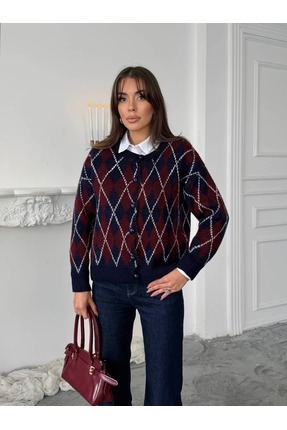 mydukkan.co Bisiklet Yaka Baklava Desenli Hırka