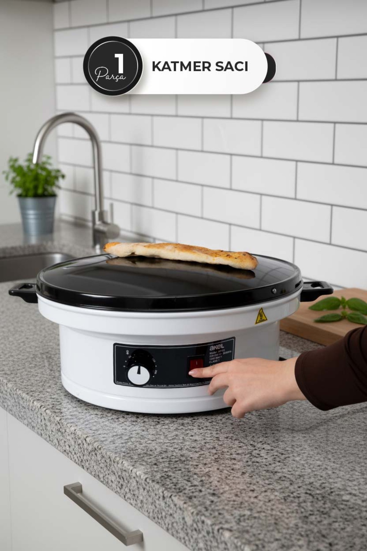 Homekolik Elektrikli Katmer Sacı 1550 Watt – 47x47x20,7 cm – Isı Ayarlı Katmer Sacı (220-230V)