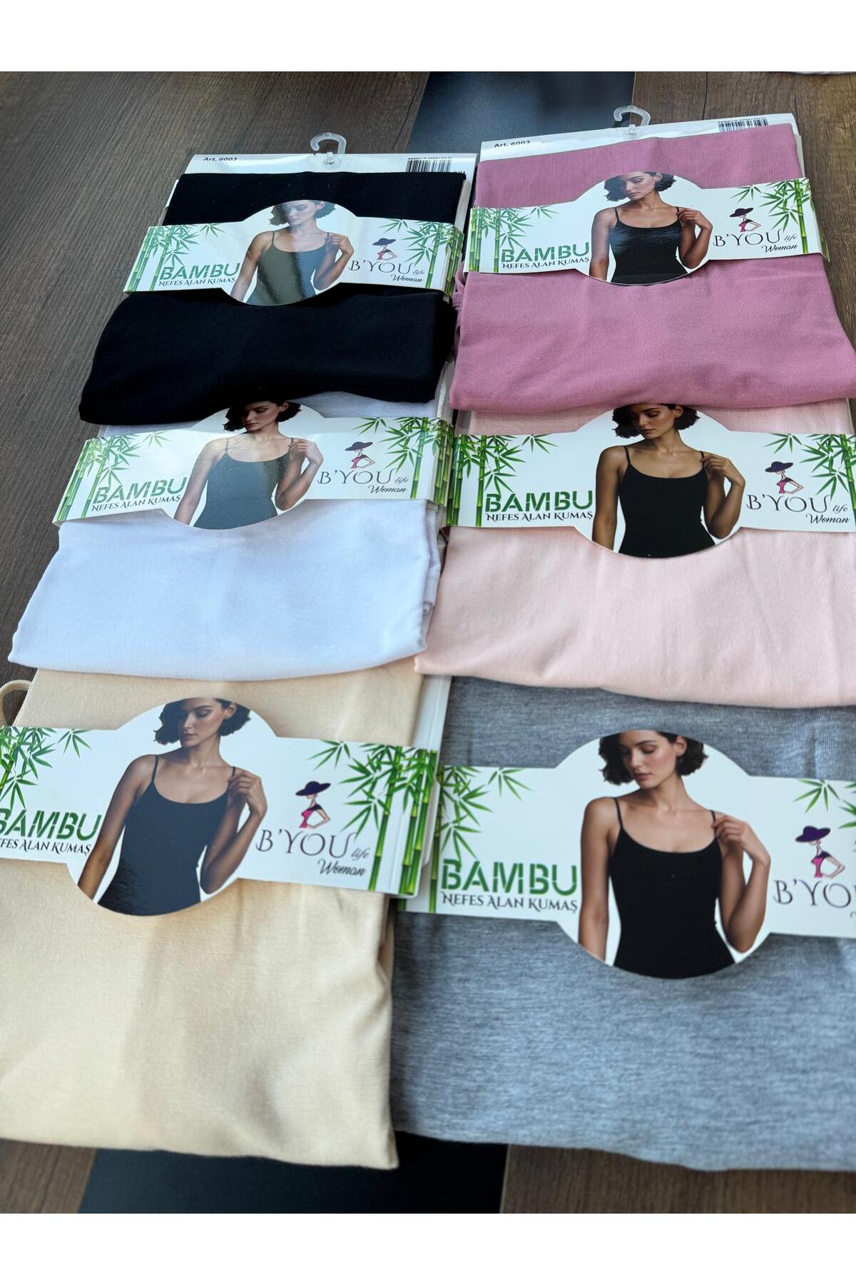 B'YOU life 6'lı İp Askılı Likralı Bambu Kadın Atlet