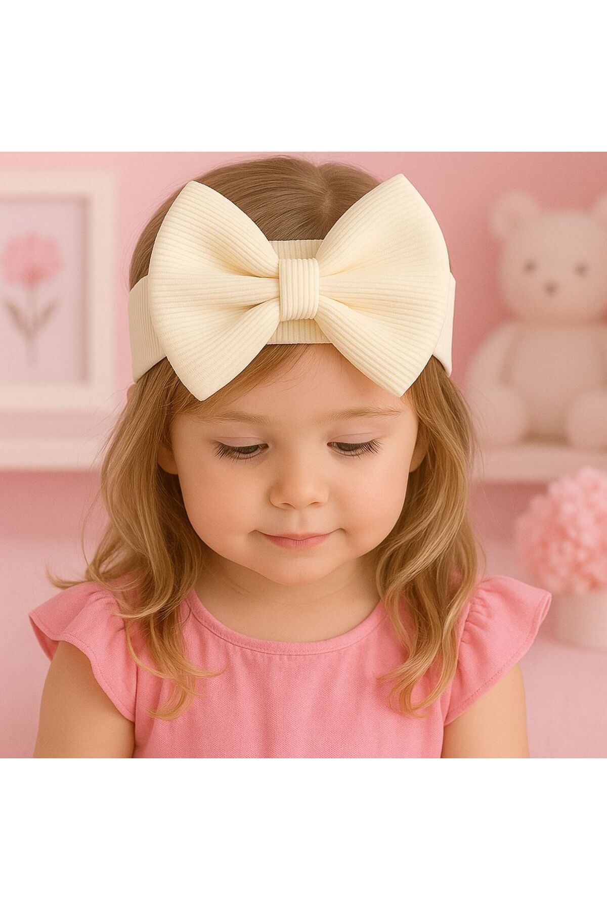Pico Baby Kız Bebek & Çocuk Fiyonklu Bandana 2'li Set (Pembe/Krem) fotoğrafı 3 (önizleme)