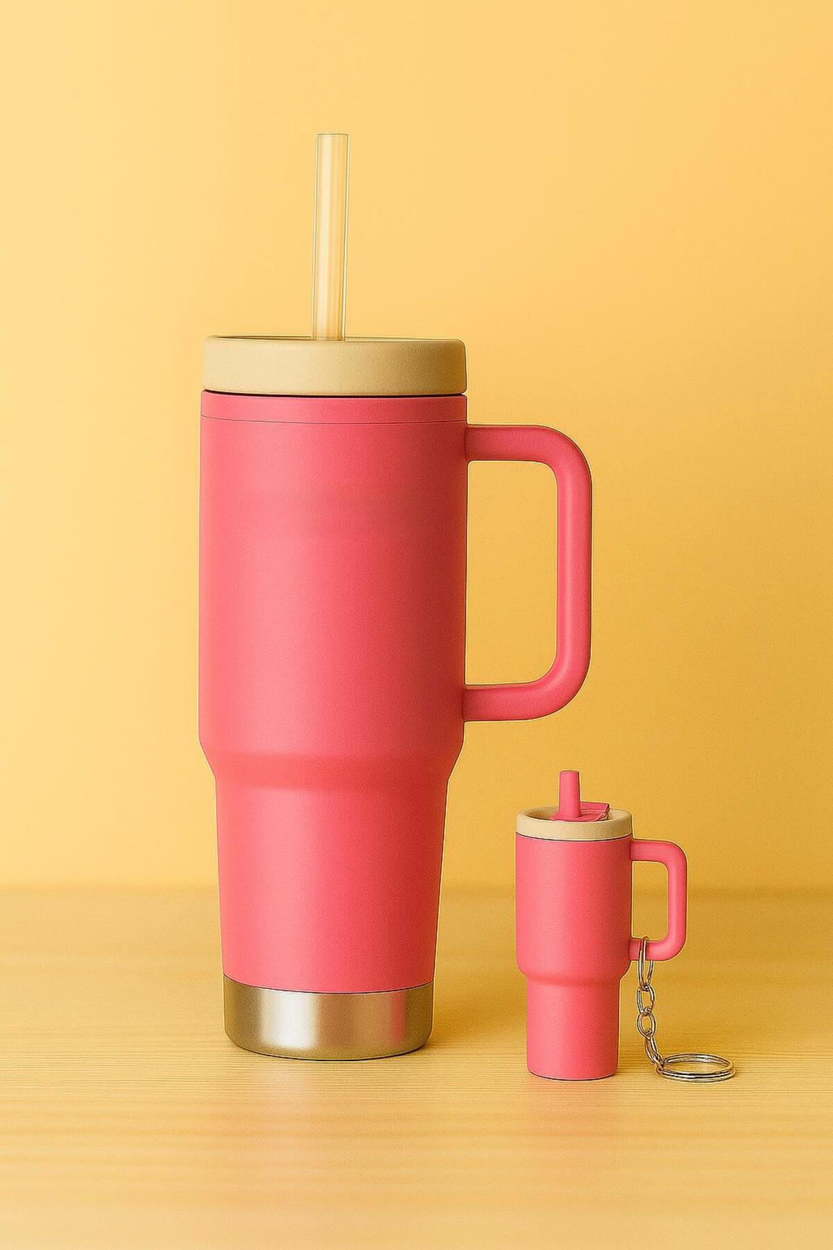 Mega Size Stanly Thermos Keychain with Pipette Bag Ornament Charm Special Design Box with Openable Lid