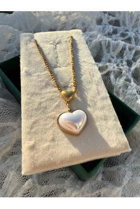Regina Gems Pearl Heart Gold Kolye