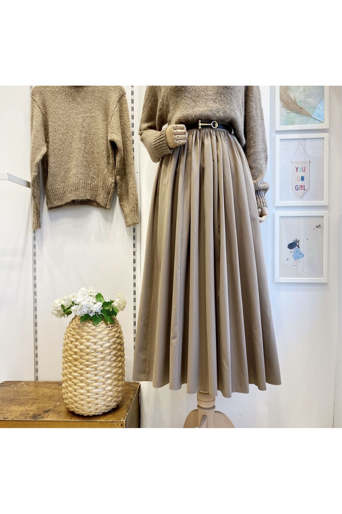 Faya Boutique  Vizon Kemerli Sık Pileli Etek - Görsel 2